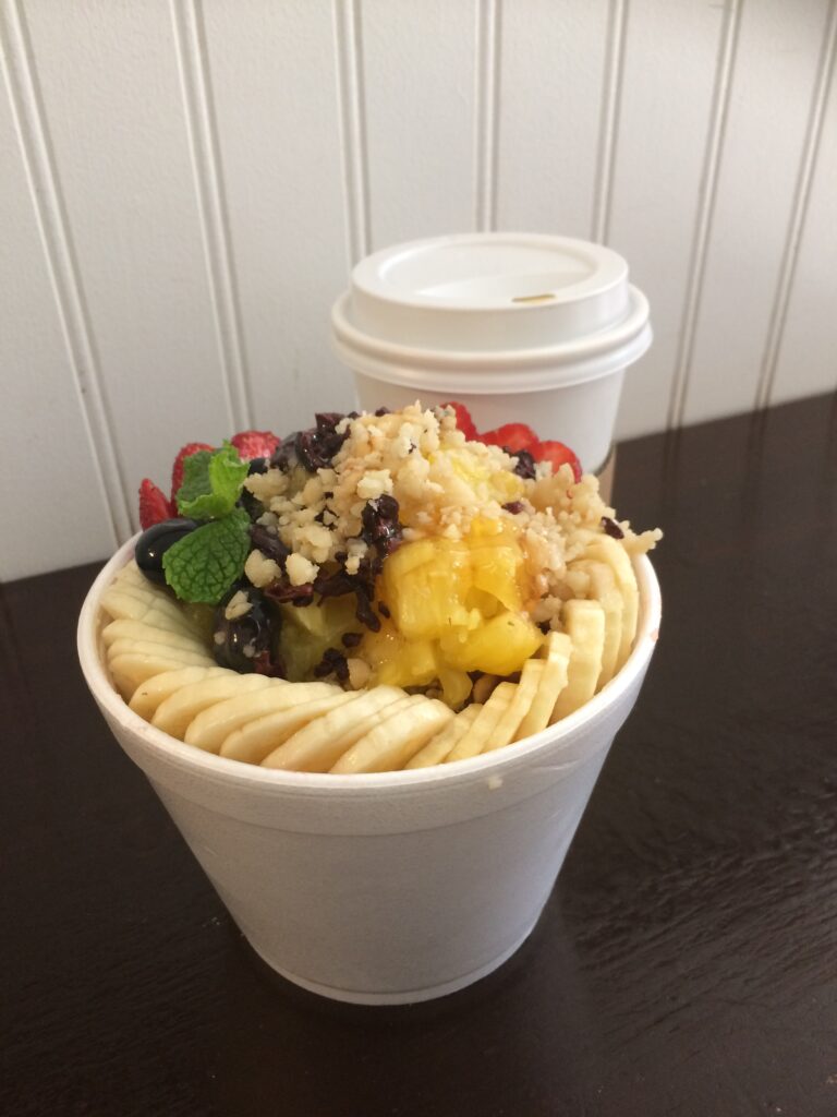 Acai bowl in Hawaiian crown plantation